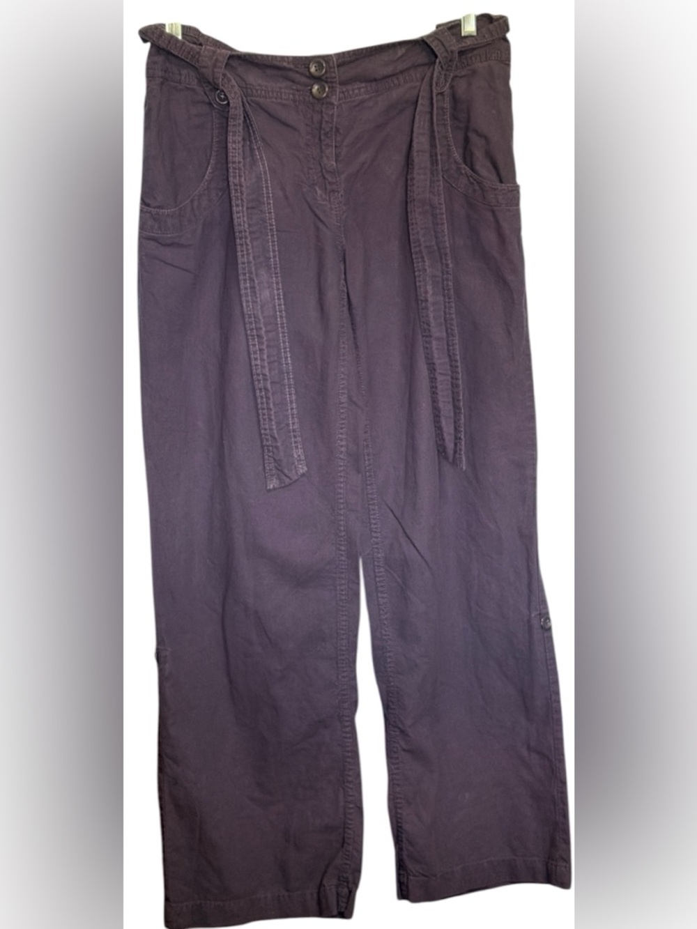 H&M WOMAN LINEN/COTTON PANTS/CROPPED SLATE/GRAY BLUE SIZE 8